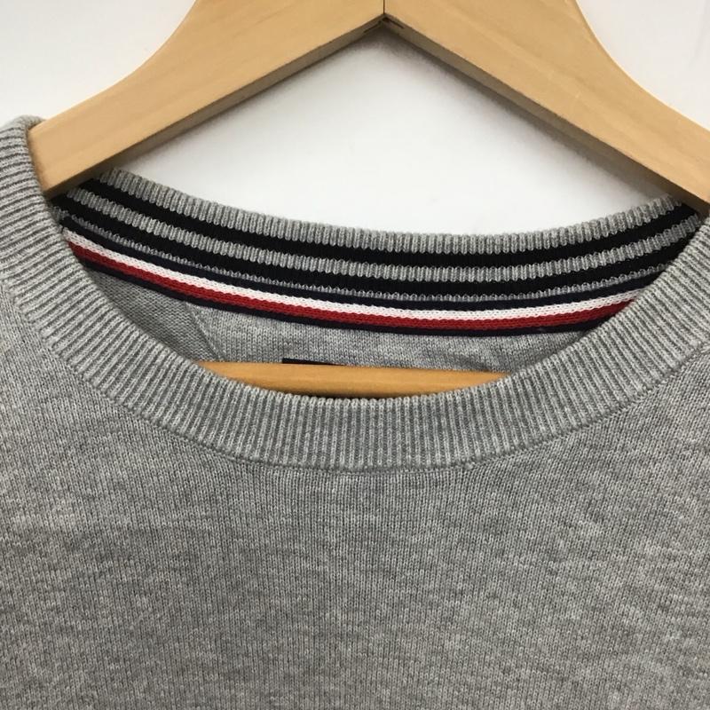 トミーヒルフィガー TOMMY HILFIGER ニット、セーター 長袖 長袖ニットカットソー クルーネック セーター XL 無地 灰 / グレー / メンズ USED 古着 中古 10134702