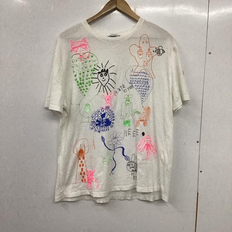 ザラ ZARA Tシャツ 半袖 半袖カットソー プリントTシャツ クルーネックカットソー S プリント 白 / ホワイト / レディース USED 古着 中古 10136763