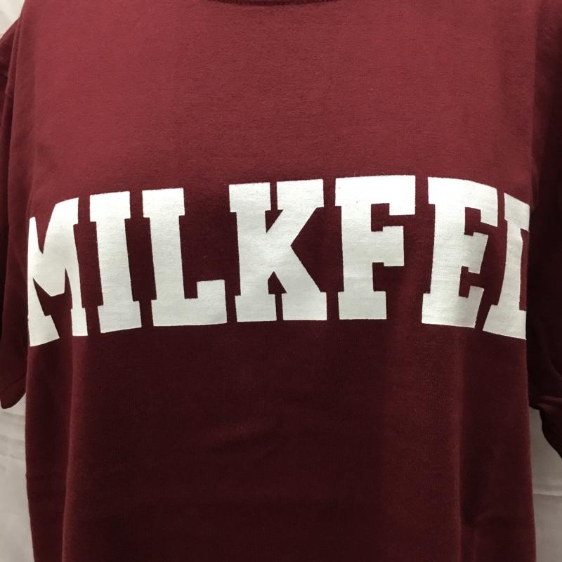 ミルクフェド MILKFED. Tシャツ 半袖 半袖カットソー プリントTシャツ クルーネックカットソー M ロゴ、文字 えんじ / ワインレッド / レディース USED 古着 中古 10112248