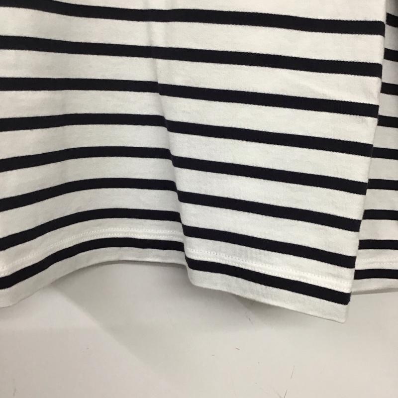 ミラオーウェン Mila Owen Tシャツ 半袖 09WCT244925 ショート丈アップリケT 1 ボーダー柄 白 / ホワイト / X 黒 / ブラック / レディース USED 古着 中古 10134593