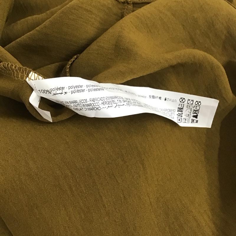 ザラ ZARA ワンピース ロングスカート 0264 456 505 ひざ下丈 ボリュームスリーブ タグ付きスクエアネック M 無地 カーキ / カーキ / レディース USED 古着 中古 10138648