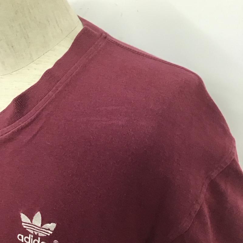 アディダス adidas Tシャツ 半袖 半袖カットソー プリントTシャツ Vネックカットソー スポーツウェア L ロゴ、文字 えんじ / ワインレッド / メンズ USED 古着 中古 10107265