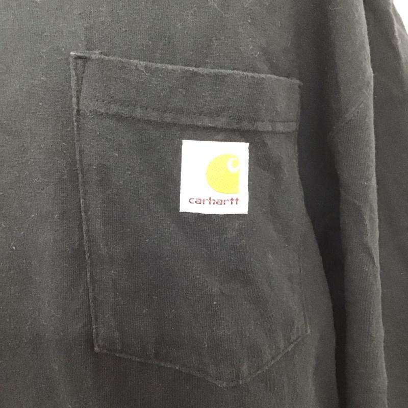 カーハート Carhartt カットソー 長袖 長袖カットソー クルーネックカットソー ロングスリーブカットソー 無地Tシャツ L ロゴ、文字 黒 / ブラック / メンズ USED 古着 中古 10107688