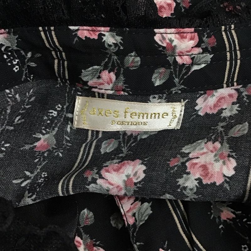 アクシーズファム axes femme ワンピース ひざ丈スカート M 総柄 X 花柄 黒 / ブラック / レディース USED 古着 中古 10124893