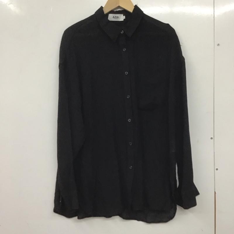 アズールバイマウジー AZUL BY MOUSSY シャツ、ブラウス 長袖 250GSB30-431F クレープシアーシャツ FREE 無地 黒 / ブラック / レディース USED 古着 中古 10138917