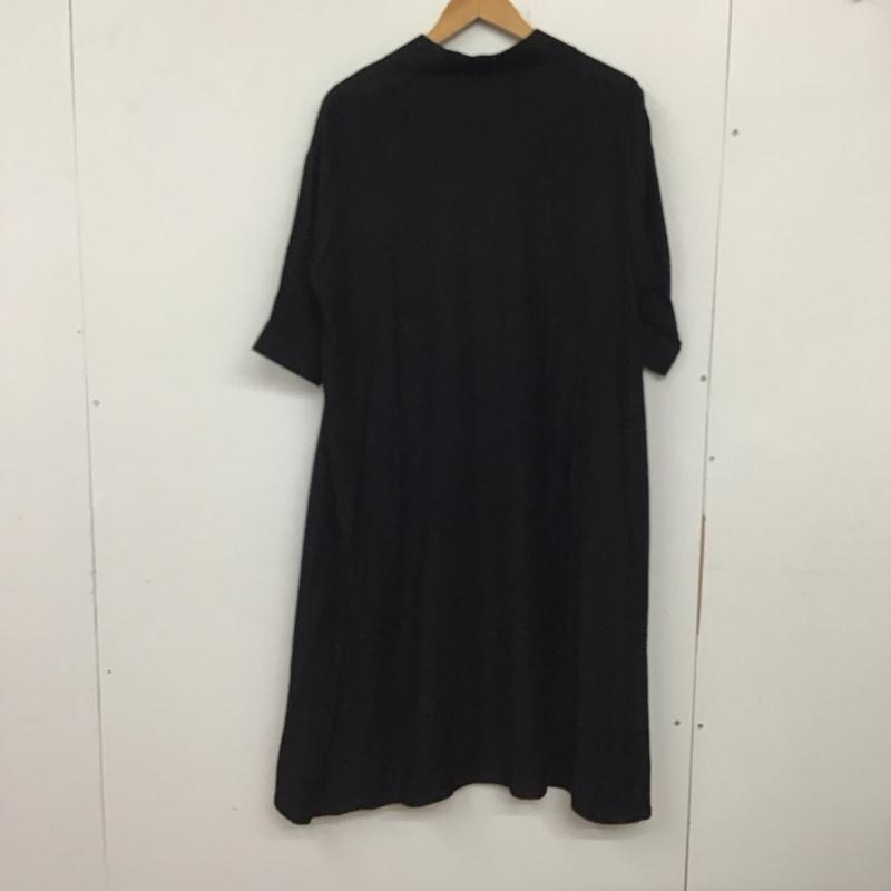 アズールバイマウジー AZUL BY MOUSSY ワンピース ロングスカート 250cam30-368g オープンカラーシャツガウン 半袖ロングワンピース 半袖シャツワンピース S 無地 黒 / ブラック / レディース USED 古着 中古 10137548