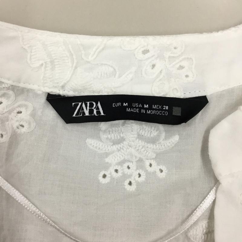 ザラ ZARA カットソー 長袖 3200 995 250 ドルマンスリーブ スキッパー M 刺繍 白 / ホワイト /  レディース USED 古着 中古 10107441