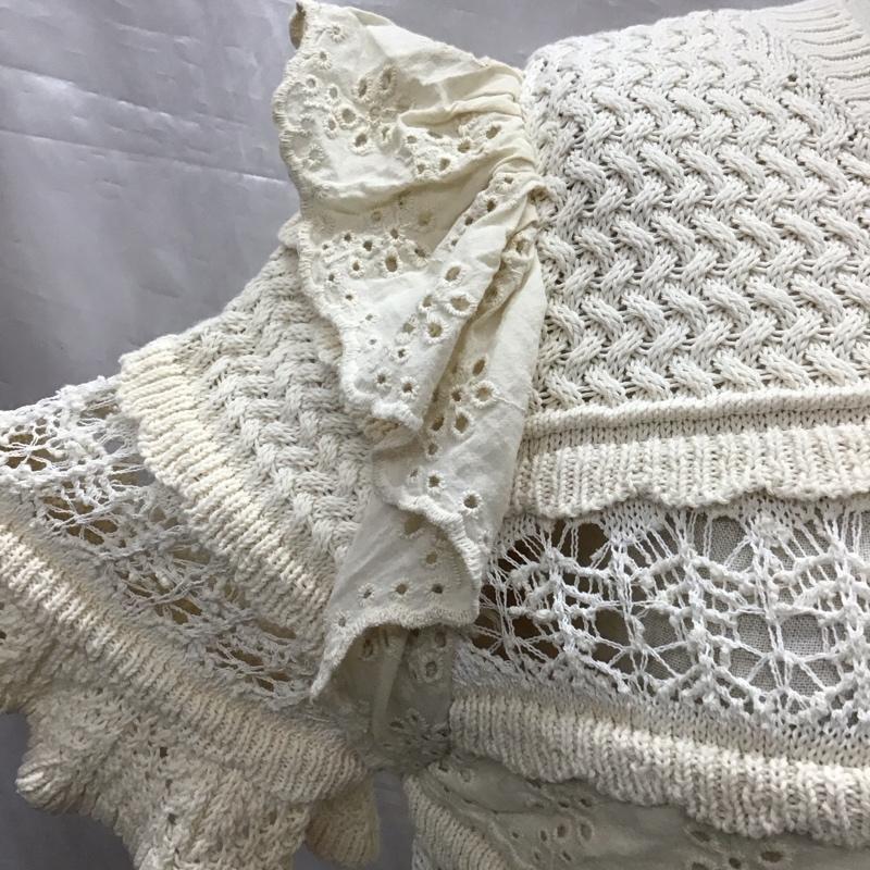 ザラ ZARA ニット、セーター 半袖 3991 003 712 サマーニット コットンニット レース S 無地 アイボリー / アイボリー / レディース USED 古着 中古 10123484
