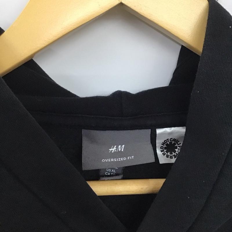 ヘンネスアンドモーリッツ H&M パーカー 長袖 長袖パーカー プルオーバーパーカー スウェット XL プリント 黒 / ブラック / メンズ USED 古着 中古 10137632