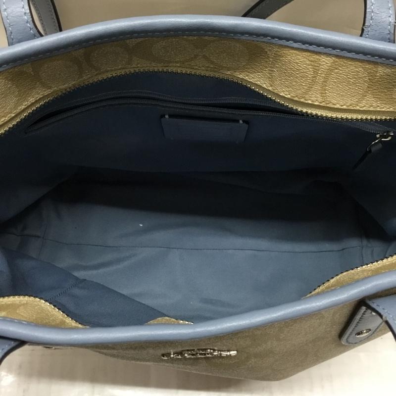 コーチ COACH トートバッグ トートバッグ F58292 シグネチャー ロゴ、文字 ベージュ / ベージュ / X 水色 / ライトブルー / レディース USED 古着 中古 10106903