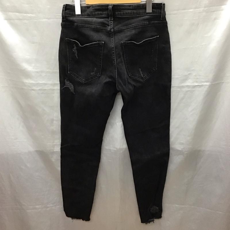 ザラ ZARA パンツ デニム、ジーンズ ダメージデニム 40 無地 黒 / ブラック /  メンズ USED 古着 中古 10123406