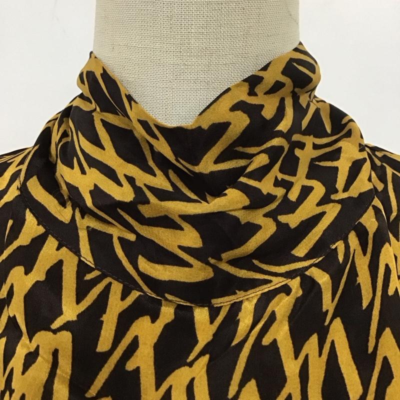 ザラ ZARA ワンピース ロングスカート 長袖ロングワンピース タートルネック シャツワンピース S 総柄 茶 / ブラウン / X 黄 / イエロー / レディース USED 古着 中古 10110271