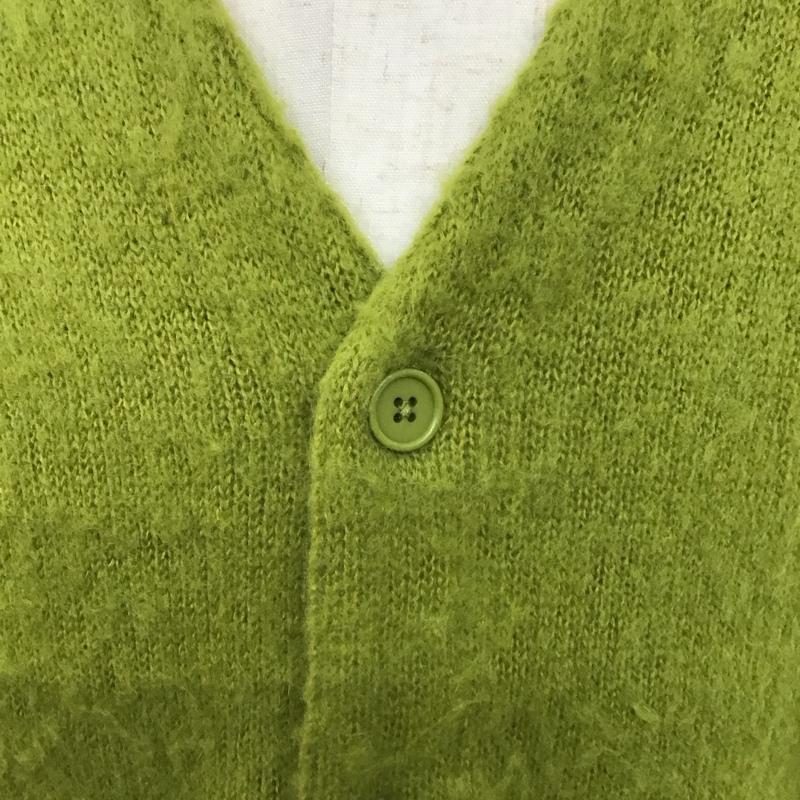 ビームス BEAMS カーディガン 長袖 ウール モヘヤ M 無地 黄緑 / イエローグリーン / メンズ USED 古着 中古 10123316
