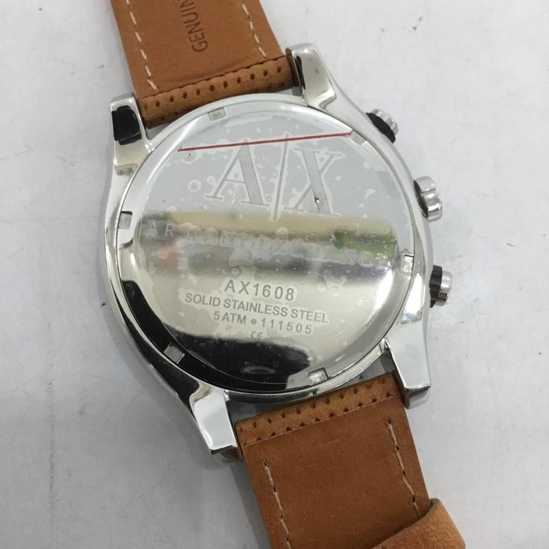 アルマーニエクスチェンジ A/X ARMANIEXCHANGE 腕時計 アナログ(クォーツ式) AX1608 レザーベルト ロゴ、文字 茶 / ブラウン / メンズ USED 古着 中古 10135205