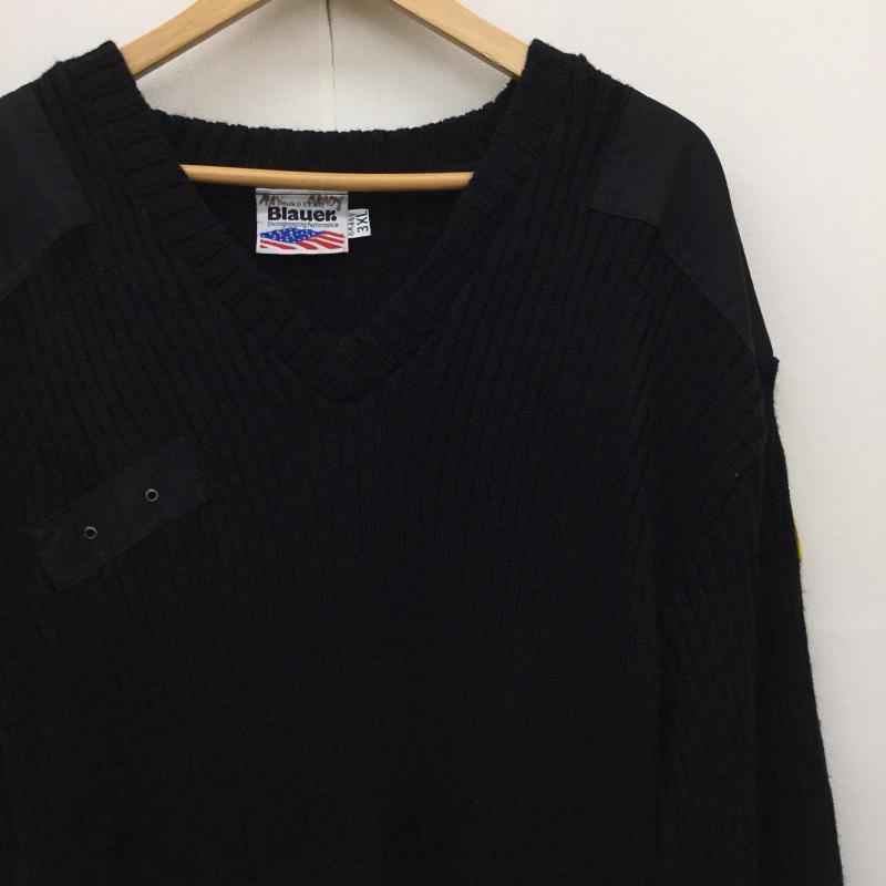 ユーズドクロージング used clothes ニット、セーター 七分袖 Blauer 3L 無地 黒 / ブラック / メンズ USED 古着 中古 10138467