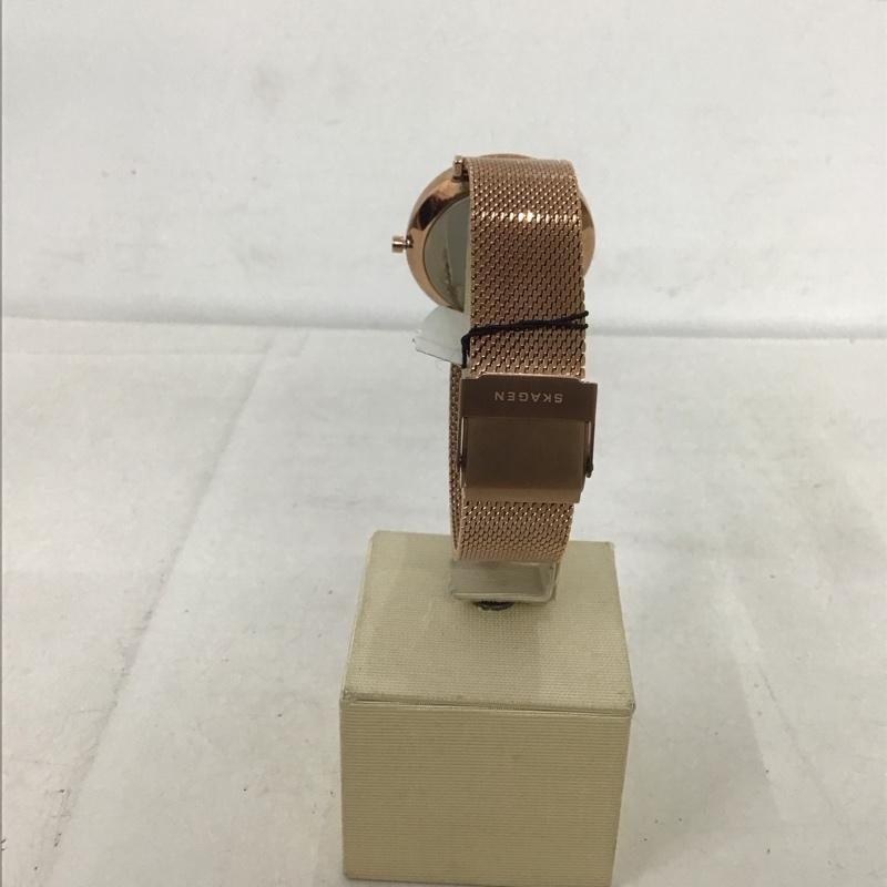 スカーゲン SKAGEN 腕時計 アナログ(クォーツ式) SKW2714 箱有 メッシュ ロゴ、文字 金 / ゴールド / レディース USED 古着 中古 10134108
