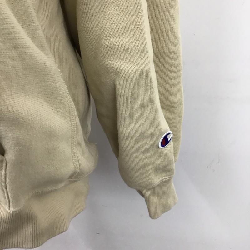 チャンピオン Champion パーカー 長袖 CW-S103 リバースウィーブ 11.5oz ハーフジップ フーディー L ワンポイント ベージュ / ベージュ / レディース USED 古着 中古 10121868