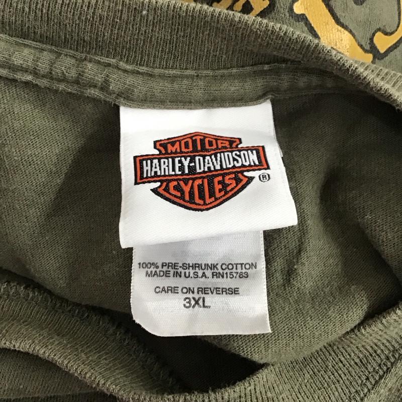 ハーレーダビッドソン Harley-Davidson Tシャツ 半袖 半袖カットソー プリントTシャツ クルーネックカットソー プリント カーキ / カーキ /  メンズ USED 古着 中古 10109833
