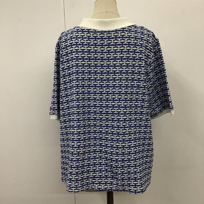 ザラ ZARA ポロシャツ 半袖 L 総柄 白 / ホワイト / X 青 / ブルー / レディース USED 古着 中古 10113497