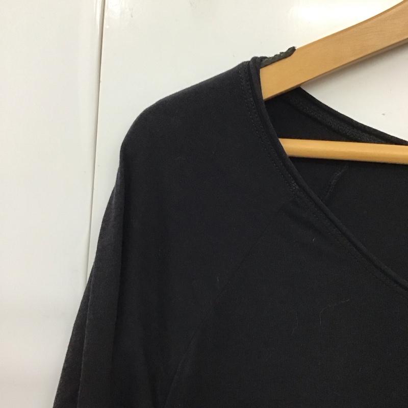 ディーゼル DIESEL Tシャツ 七分袖 サイドスリット S ロゴ、文字 黒 / ブラック / レディース USED 古着 中古 10130609