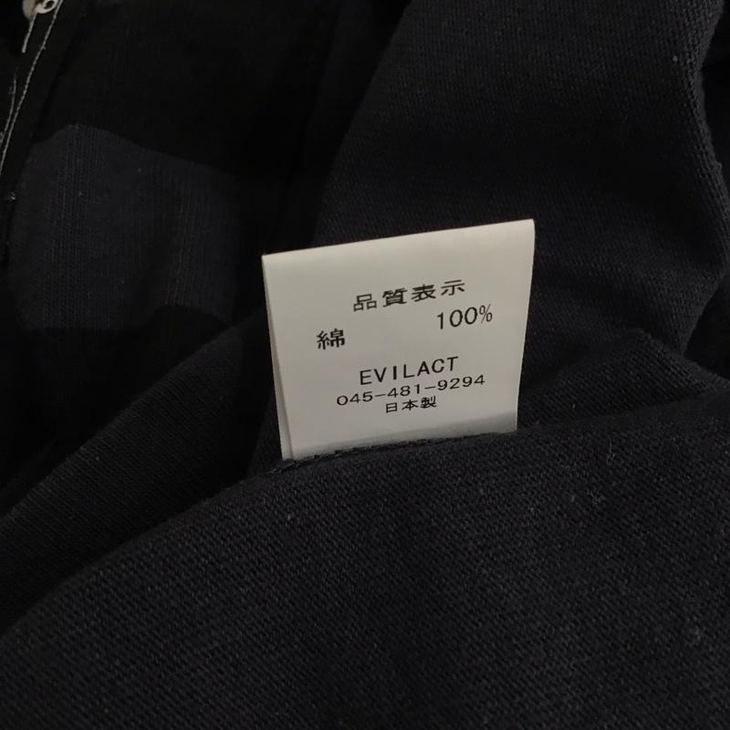 イーブルアクト EVILACT Tシャツ 半袖 ヘンリーネック S ロゴ、文字 紺 / ネイビー / メンズ USED 古着 中古 10111199