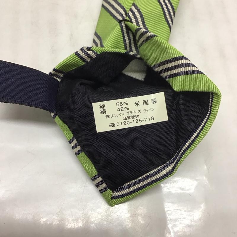 ブルックスブラザーズ BROOKS BROTHERS ネクタイ ネクタイ コットン シルク USA製 ストライプ 薄緑 / ライトグリーン / X 白 / ホワイト / X 紺 / ネイビー / メンズ USED 古着 中古 10113407