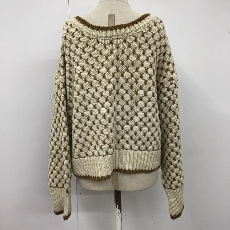 ローリーズファーム LOWRYS FARM ニット、セーター 長袖 LF621346NT 2WAY柄ショートニットプルオーバーカーディガン 茶 / ブラウン / X アイボリー / アイボリー / レディース USED 古着 中古 10122560