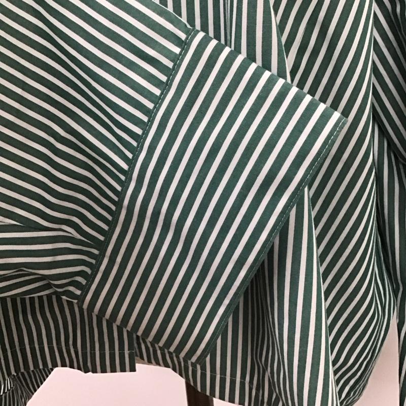 アメリカンホリック AMERICAN HOLIC シャツ、ブラウス 長袖 HA21L0A1000 イージーケアオープンスリーブシャツ M ストライプ 白 / ホワイト / X 緑 / グリーン / レディース USED 古着 中古 10113995