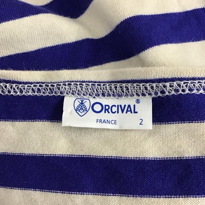 オーシバル ORCIVAL カットソー 長袖 19A-NW-002 ボートネック ハチ 2 ボーダー柄 青 / ブルー / X アイボリー / アイボリー / レディース USED 古着 中古 10120230