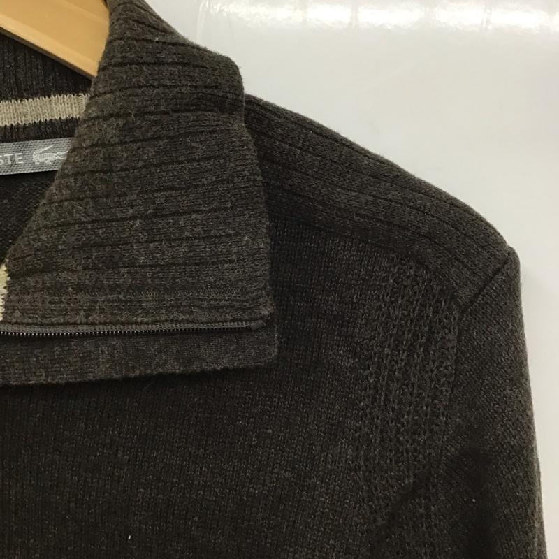 ラコステ LACOSTE ニット、セーター 長袖 長袖ニットカットソー ジップアップネック セーター 3 ロゴ、文字 茶 / ブラウン / メンズ USED 古着 中古 10131452
