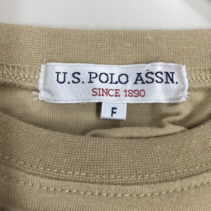 ユーエスポロアッスン U.S.POLO ASSN. Tシャツ 半袖 半袖カットソー プリントTシャツ クルーネックカットソー FREE ロゴ、文字 ベージュ / ベージュ / レディース USED 古着 中古 10113327