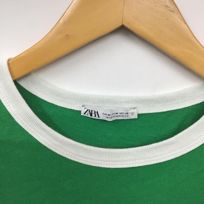 ザラ ZARA Tシャツ 半袖 M ロゴ、文字 X プリント 緑 / グリーン / レディース USED 古着 中古 10130424