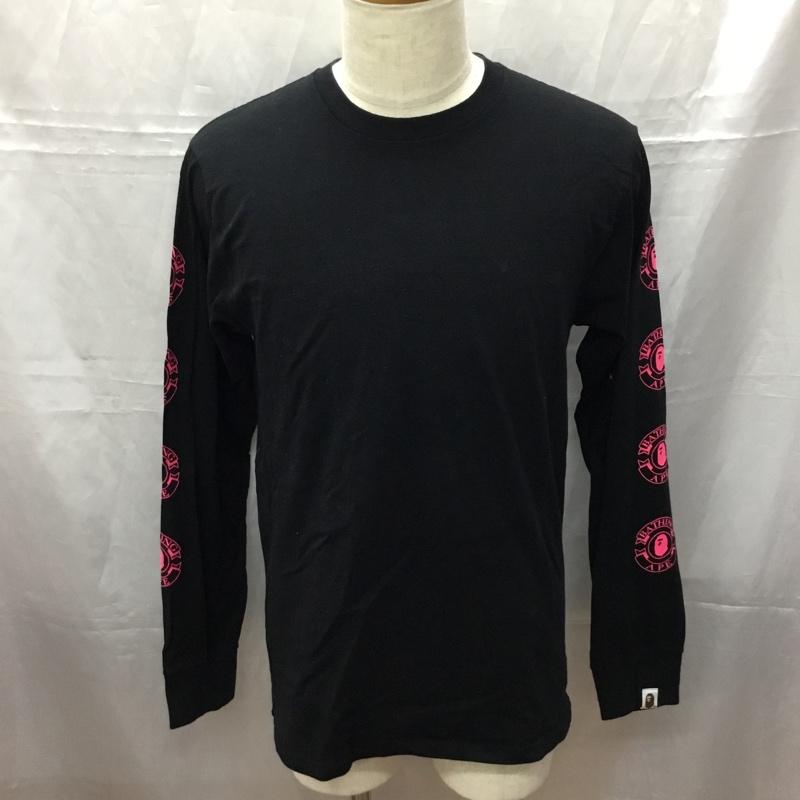 ベイプ BAPE カットソー 長袖 長袖カットソー クルーネックカットソー 長袖Tシャツ プリントTシャツ M ロゴ、文字 黒 / ブラック /  メンズ USED 古着 中古 10111288