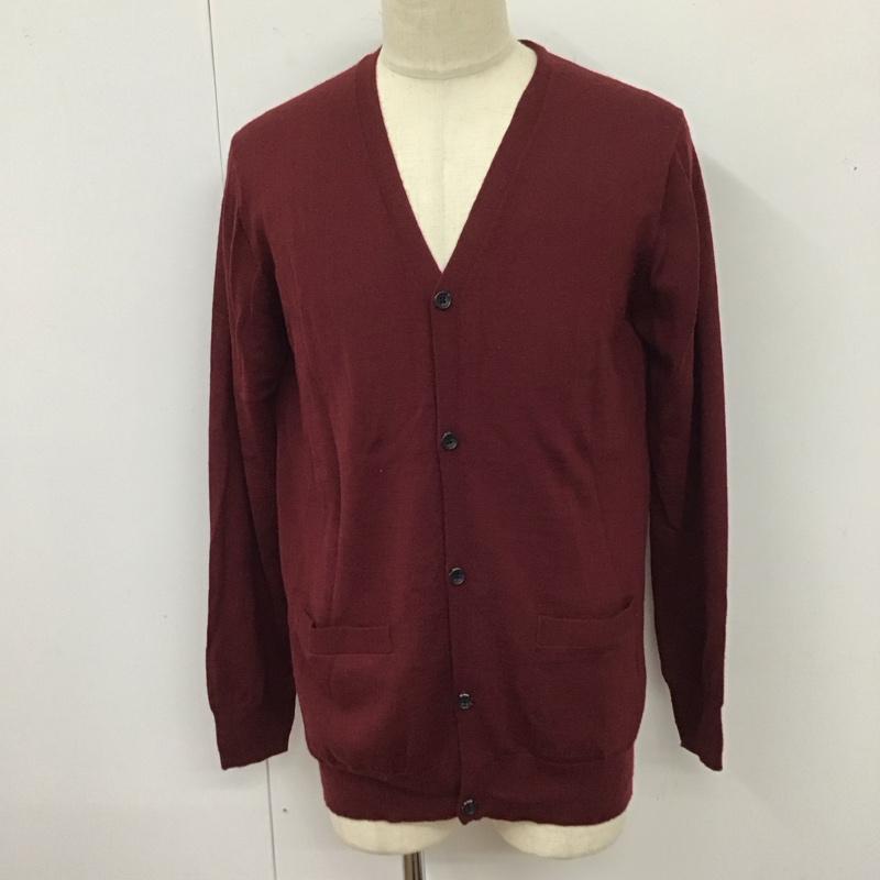 ビームス BEAMS カーディガン 長袖 11-15-0542-048 Vネック XL 無地 えんじ / ワインレッド / メンズ USED 古着 中古 10118113