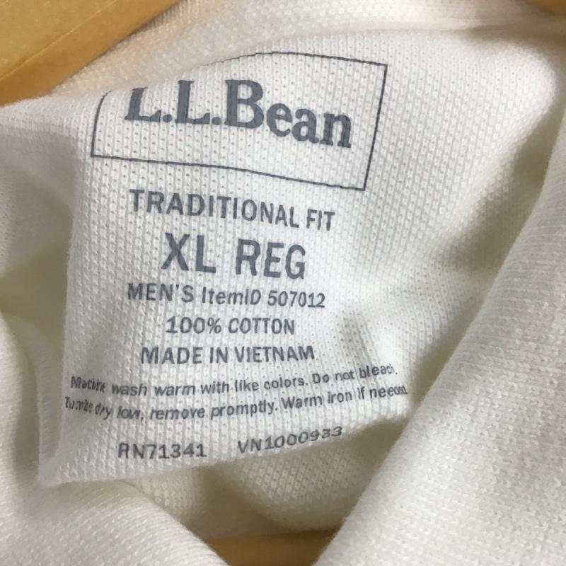 エルエルビーン L.L.Bean ポロシャツ 半袖 半袖ポロシャツ カラーシャツ 半袖カットソー XL ロゴ、文字 白 / ホワイト / メンズ USED 古着 中古 10132905