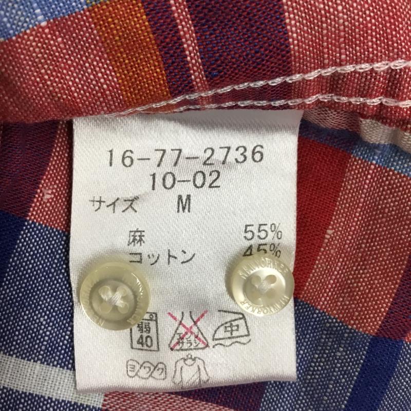 ニューヨーカー NEWYORKER シャツ、ブラウス 半袖 16-77-2736 ボタンダウン コットン リネン 綿麻 M チェック マルチカラー / マルチカラー / メンズ USED 古着 中古 10117801