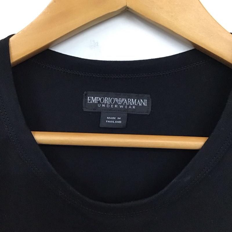 エンポリオアルマーニ EMPORIO ARMANI Tシャツ 半袖 半袖カットソー プリントTシャツ クルーネックカットソー アンダーウェア M ロゴ、文字 黒 / ブラック / メンズ USED 古着 中古 10121656