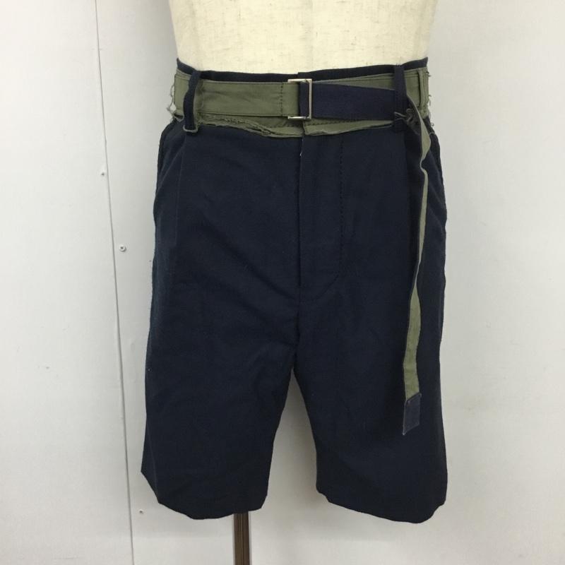 サカイ Sacai パンツ ショートパンツ 19-01878M RAYONBELTEDSHORTS ハーフパンツ ショートパンツ 1 無地 紺 / ネイビー /  メンズ USED 古着 中古 10120951