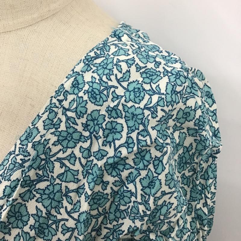 ザラ ZARA ワンピース ロングスカート ノースリーブワンピース ロングワンピース 前開シャツワンピース S 総柄 白 / ホワイト / X 青 / ブルー / レディース USED 古着 中古 10105924