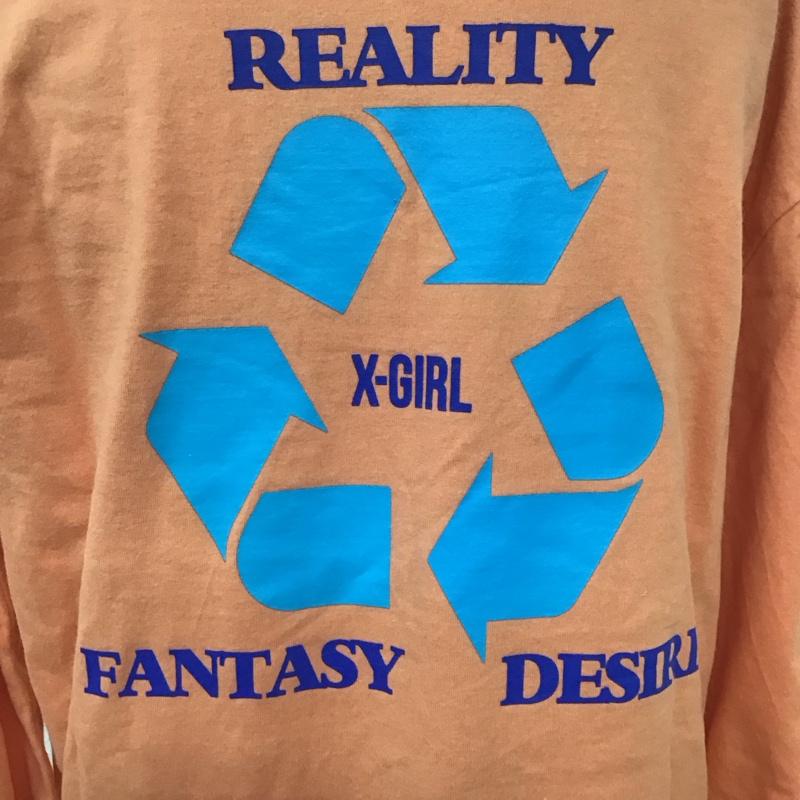 エックスガール X-girl Tシャツ 長袖 05184110 クルーネック バックプリント 1 ロゴ、文字 橙 / オレンジ / レディース USED 古着 中古 10109709