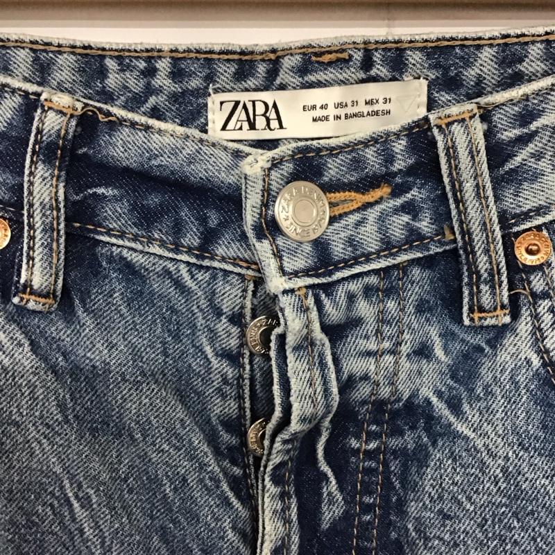 ザラ ZARA パンツ デニム、ジーンズ デニムパンツ ワイドパンツ カジュアルパンツ 40 ダメージ加工 インディゴ / インディゴ / メンズ USED 古着 中古 10132704
