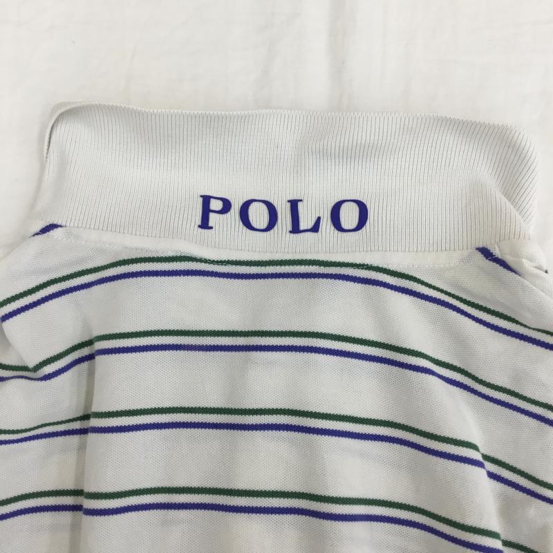 ポロゴルフラルフローレン POLOGOLF ポロシャツ 半袖 M ボーダー柄 白 / ホワイト / メンズ USED 古着 中古 10133531