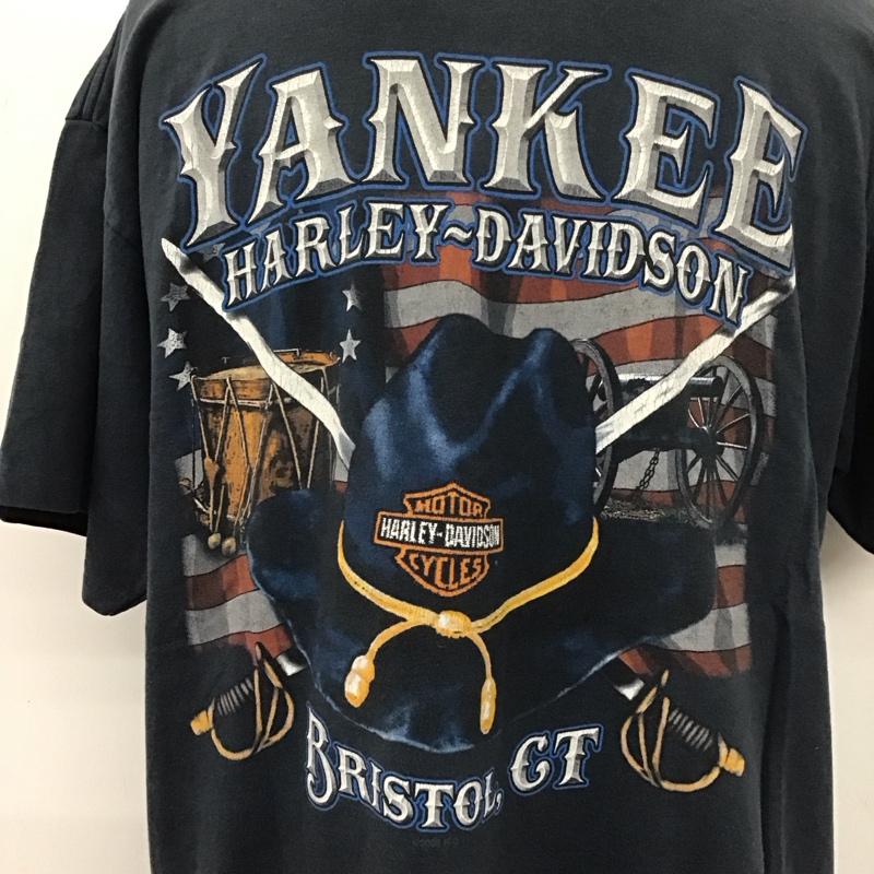 ハーレーダビッドソン Harley-Davidson Tシャツ 半袖 半袖カットソー プリントTシャツ クルーネックカットソー 古着 プリント 紺 / ネイビー /  メンズ USED 古着 中古 10110725