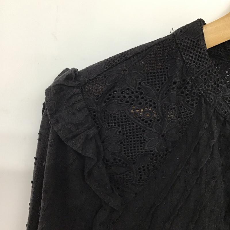 ザラ ZARA シャツ、ブラウス 長袖 L 無地 黒 / ブラック / レディース USED 古着 中古 10132009