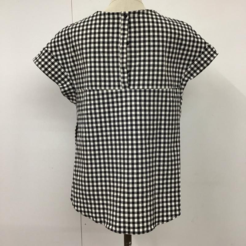 ザラ ZARA TRAFALUC カットソー 半袖 フレンチスリーブ L チェック 白 / ホワイト / X 黒 / ブラック /  レディース USED 古着 中古 10114083