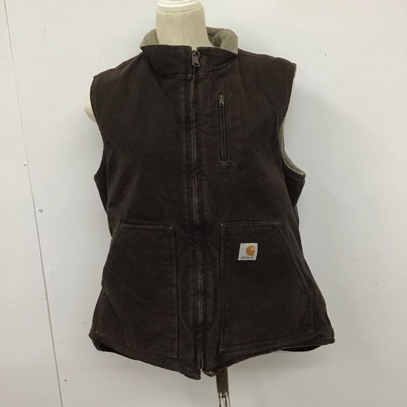 カーハート Carhartt ベスト ベスト ジップアップベスト ノースリーブ スタンドネック M ロゴ、文字 茶 / ブラウン / メンズ USED 古着 中古 10125943