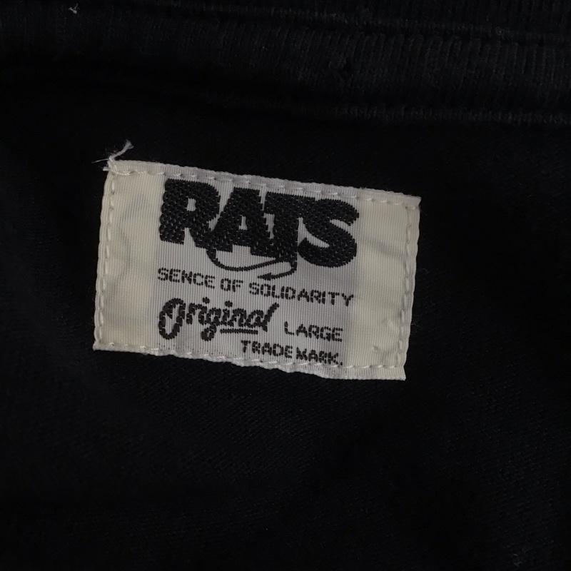 ラッツ RATS Tシャツ 半袖 半袖カットソー プリントTシャツ クルーネックカットソー L ロゴ、文字 黒 / ブラック /  メンズ USED 古着 中古 10113151