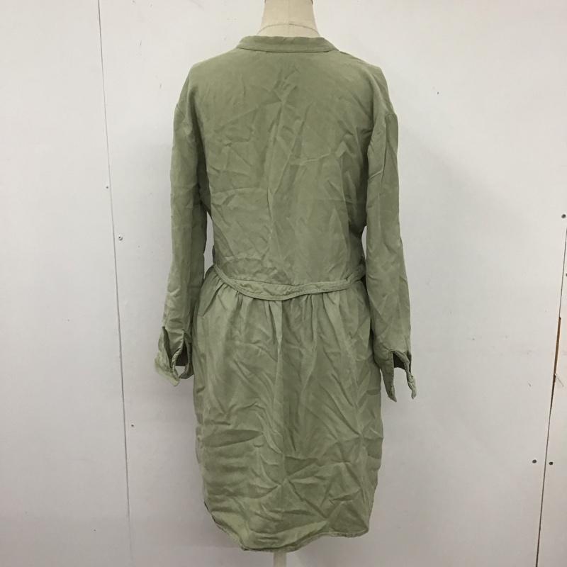 ザラ ZARA シャツ、ブラウス 長袖 長袖シャツ ノーカラーシャツ ポケットシャツ 長袖カットソー S 無地 カーキ / カーキ / レディース USED 古着 中古 10122718