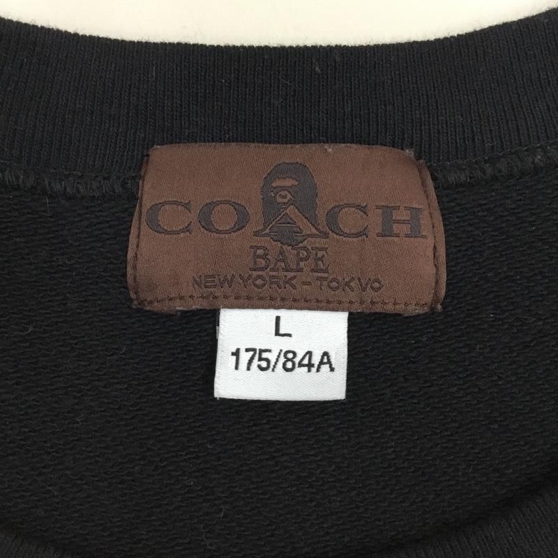 ベイプ BAPE トレーナー 長袖 001swg231902x スウェット 長袖トレーナー COACH コラボ クルーネックスウェット L ロゴ、文字 黒 / ブラック / メンズ USED 古着 中古 10109437