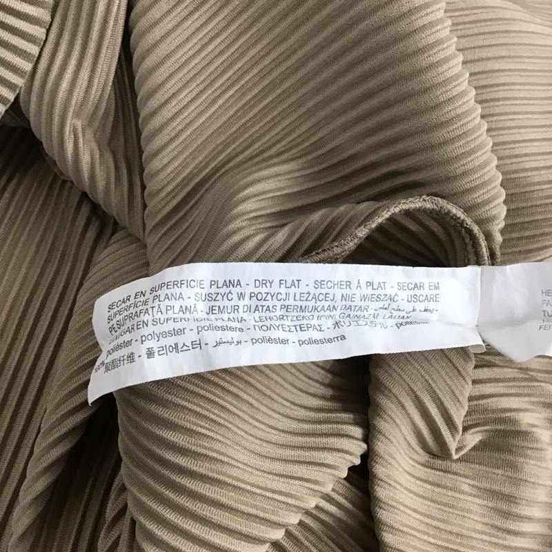 ザラ ZARA カットソー 半袖 5039/160/737 プリーツフリルノースリーブカットソー M 無地 ベージュ / ベージュ / レディース USED 古着 中古 10131179